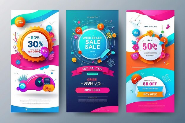 Photo web sale banner set