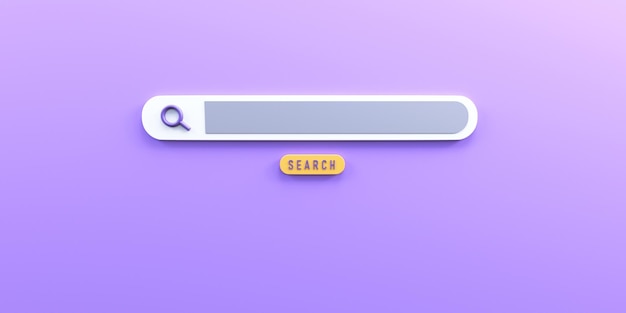 Photo web search bar in purple background 3d render