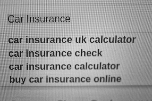 Web search of car insurance