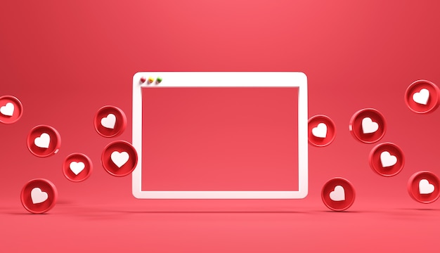 Web simple browser window with love heart Icons