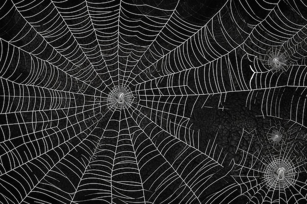 Foto web spider e ragni su uno sfondo di lavagna nera