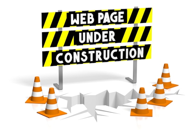 Webpagina in aanbouw concept 3D illustratie
