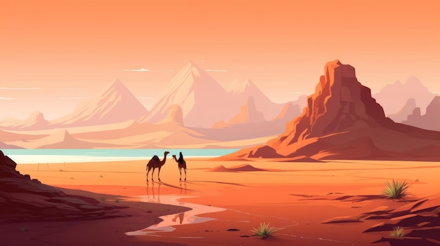 Photo a website background of the illustration of sahara desert landscape