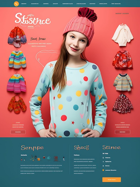 Pla ウェブサイトのレイアウト コンセプトを強調した子供服ブランドのウェブサイト 非常識なアイデア