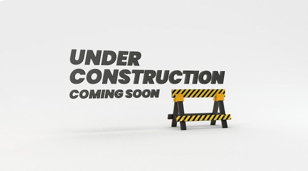 Website Under Construction Sign in White Background. 3D