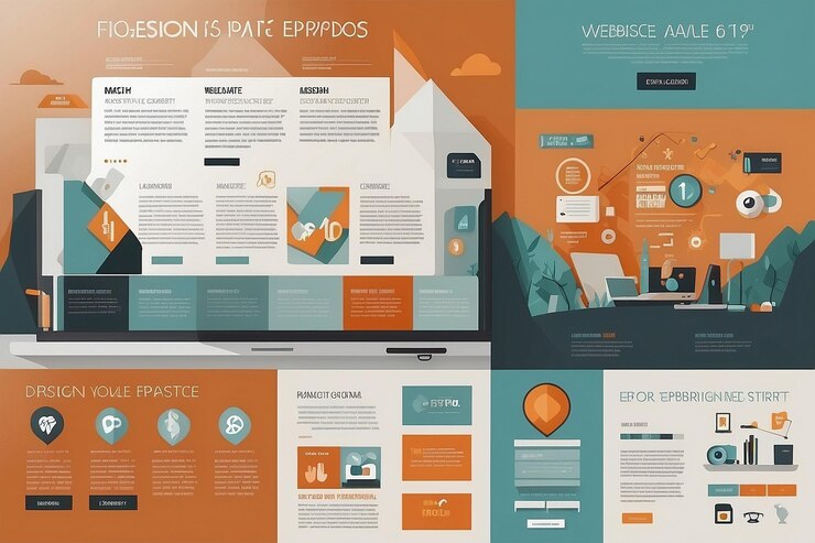 Photo website design in flat style vector eps 10