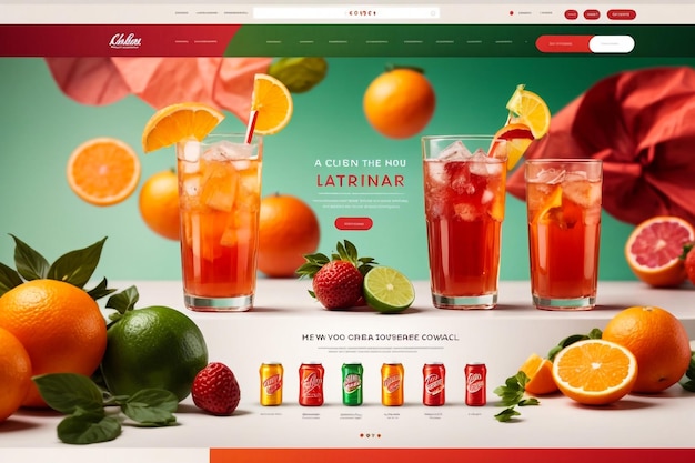 Website design for Fresh juice Cider Fruits Compote Natural food Healthy eating Drink concept
