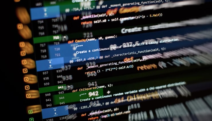 Photo website development server logs analysis closeup developing programming and coding technologies developer working on web sites codes in office