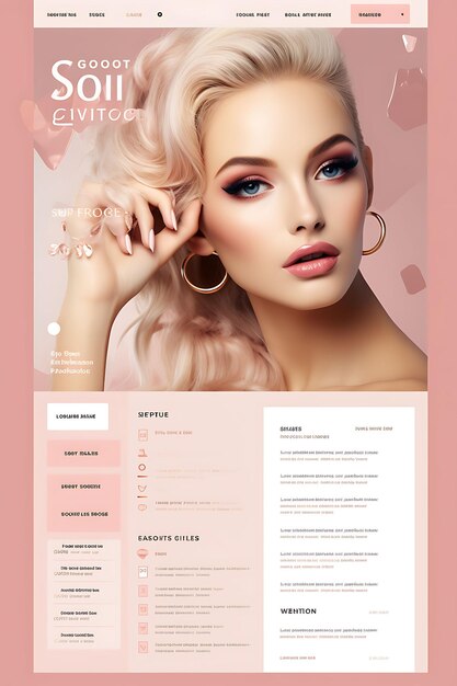 Foto sito web di servizi esclusivi di truccatori per donne rose gold e mar layout design concept idea