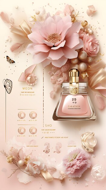 Website of Exclusive Womens Fragrance Boutique Blush Pink and Gold Colo Layout Design Concept Idea