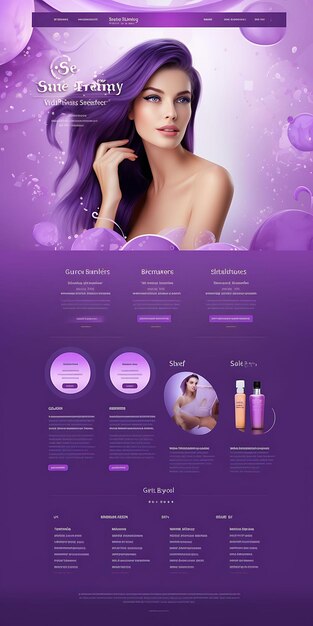 Website of Hair Removal Products for Women Purple Color Theme With Smoo Layout Design Concept Idea