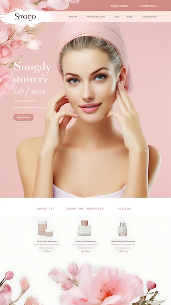 Photo website of high end skincare clinic for women clean and white color the layout design concept idea