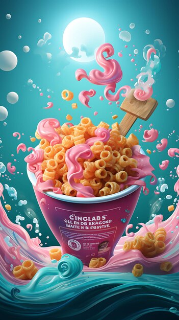 Photo website layout amaranth cereal packaging playful with a pink and turquoise poster flyer design