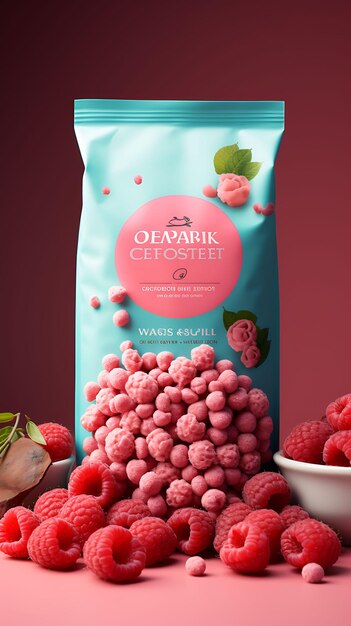 Website Layout Amaranth Cereal Packaging Playful With a Pink and Turquoise Poster Flyer Design