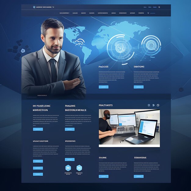 Foto progettazione del layout del sito web dei servizi di supporto it con 2555 creative unique professional look