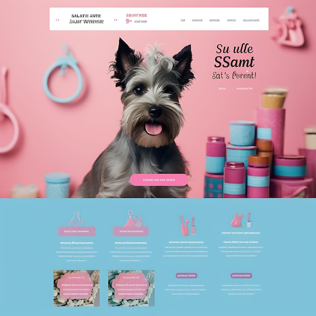Photo website layout design of a pet grooming salon hig2711 creative unique professional look
