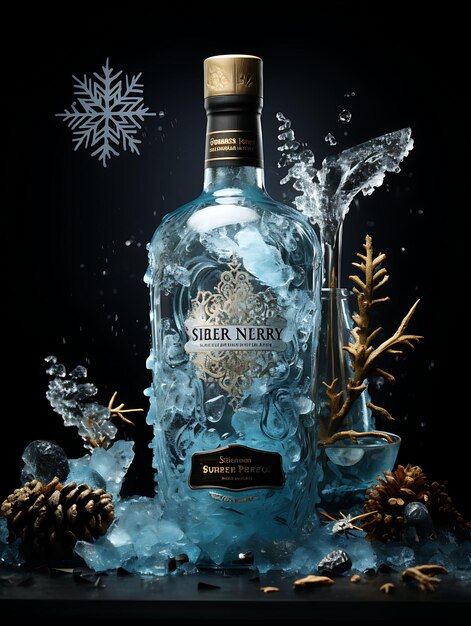 Photo website layout edgy schnapps brand with a black and icy blue palette modern poster flyer design