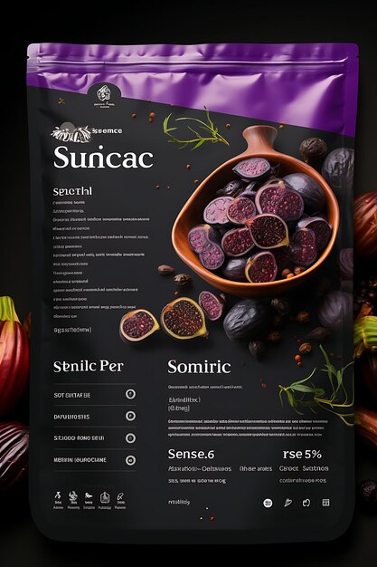 Photo website layout eggplant snack bag with purple and black hues silver adornme poster flyer design