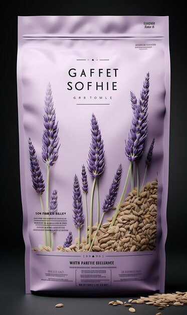 Photo website layout gluten free cereal packaging sensitive with a lavender and g poster flyer design