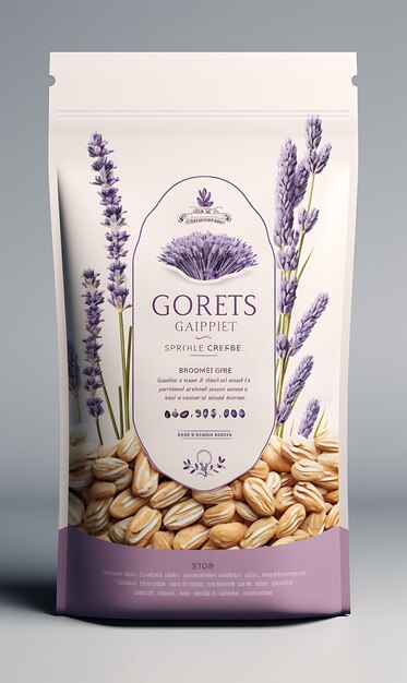 Photo website layout gluten free cereal packaging sensitive with a lavender and g poster flyer design