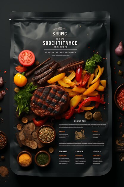 Website Layout Grilled Vegetable Snack Bag in Smoky Hues Houtskool en Ember Poster Flyer Design