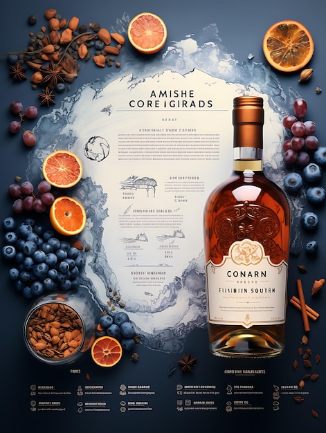 Photo website layout high end armagnac site burnt orange and navy french countrys poster flyer design