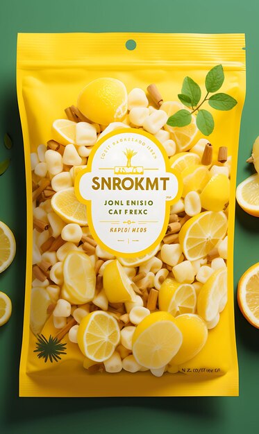 Website layout lemon zest cereal packaging refreshing with a lemon yellow a poster flyer design