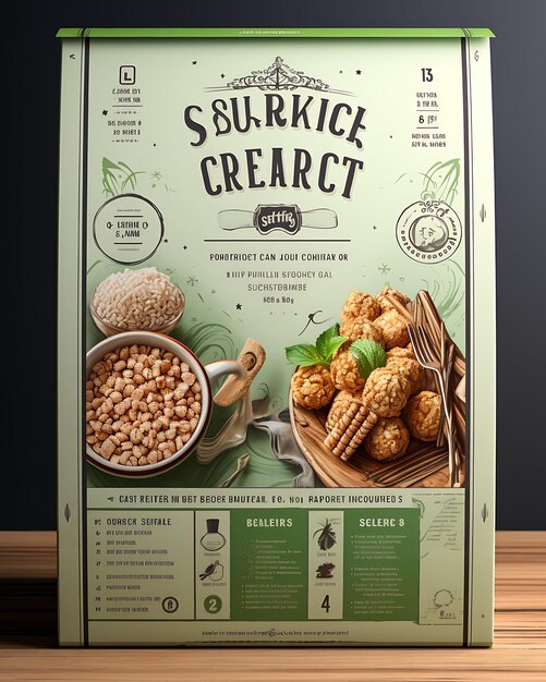 Website Layout Low Carb Cereal Packaging Slim With a Grey and Light Green P Poster Flyer Design