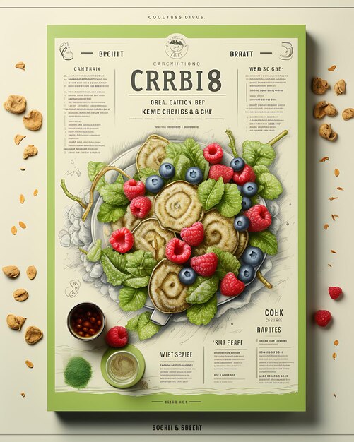 Photo website layout low carb cereal packaging slim with a grey and light green p poster flyer design