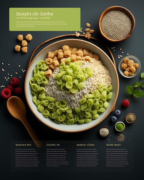 Website Layout Low Carb Cereal Packaging Slim With a Grey and Light Green P Poster Flyer Design