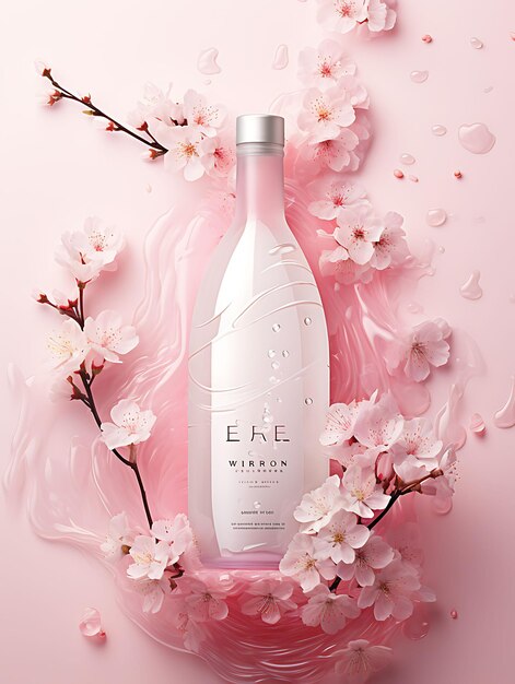 Photo website layout luxury mirin website cherry blossom pink and white japanese poster flyer design