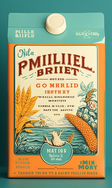 Photo website layout millet cereal packaging retro with an orange and teal palett poster flyer design