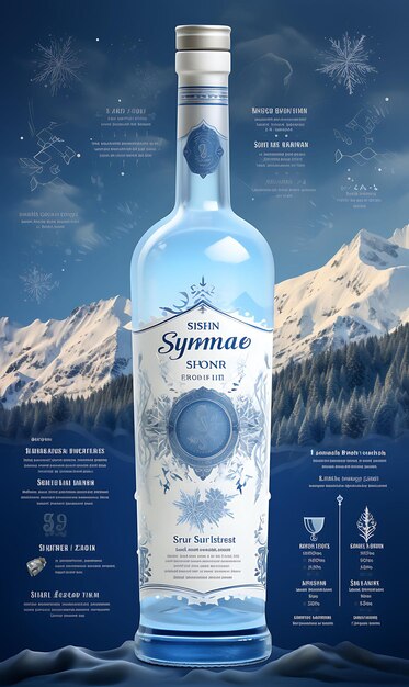ウェブサイトのレイアウト シュナップスメーカー 山の青と白のテーマ アルプスFポスターフライヤーデザイン