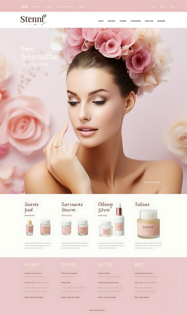 Website Layout of Skincare and Beauty Salon for Women Soft Pastel Color Theme Creative Figma Art