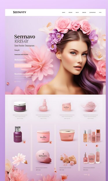 Website layout of skincare and beauty salon for women soft pastel color theme creative figma art