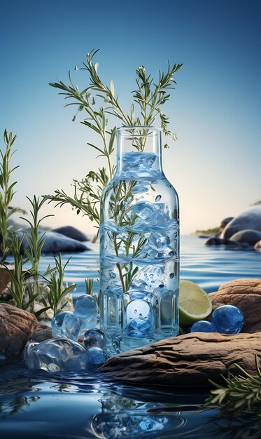 Photo website layout traditional ouzo brand with a blue and white palette aegean poster flyer design