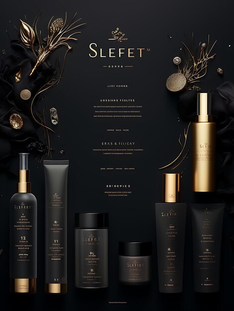 Website of Luxury Haircare Brand for Women Sleek Black and Gold Color T Layout Design Concept Idea