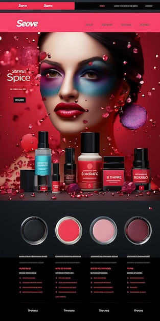 Website of Makeup and Cosmetics E Commerce Store for Men and Women Bold Layout Design Concept Idea