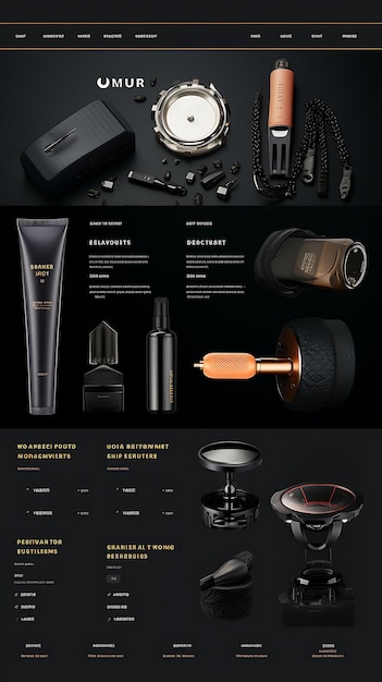 Website of Mens Grooming Accessories and Kits Sleek and Modern Color Th Layout Design Concept Idea