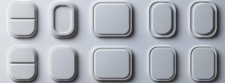 Photo website navigation panel with buttons in white and grey
