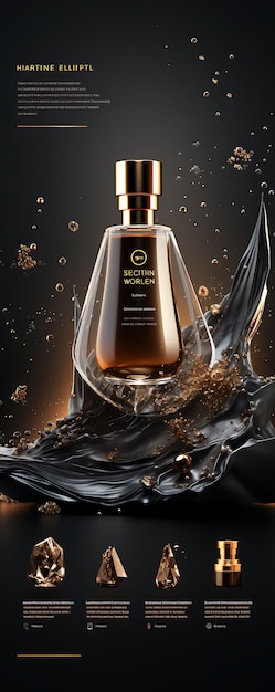 Website of Perfume Shop for Men and Women Gold and Black Color Theme Wi Layout Design Concept Idea