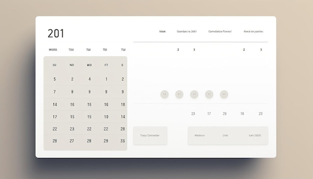 Foto un sito web relativo a un calendario in cui gli utenti possono visualizzare le date con un design minimalista