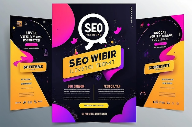 Photo website seo live webinar banner invitation and social media post template business webinar invitation design