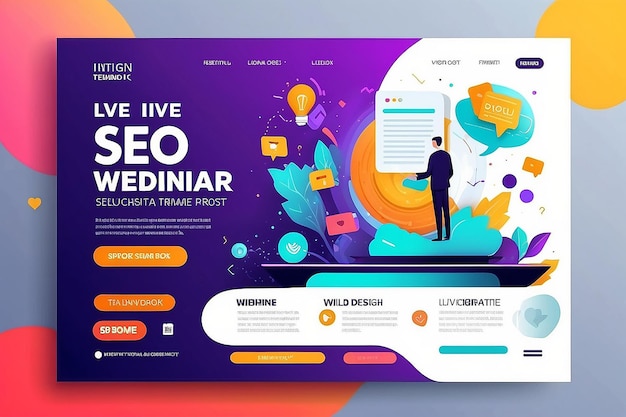 Website SEO live webinar banner invitation and social media post template Business webinar invitation design