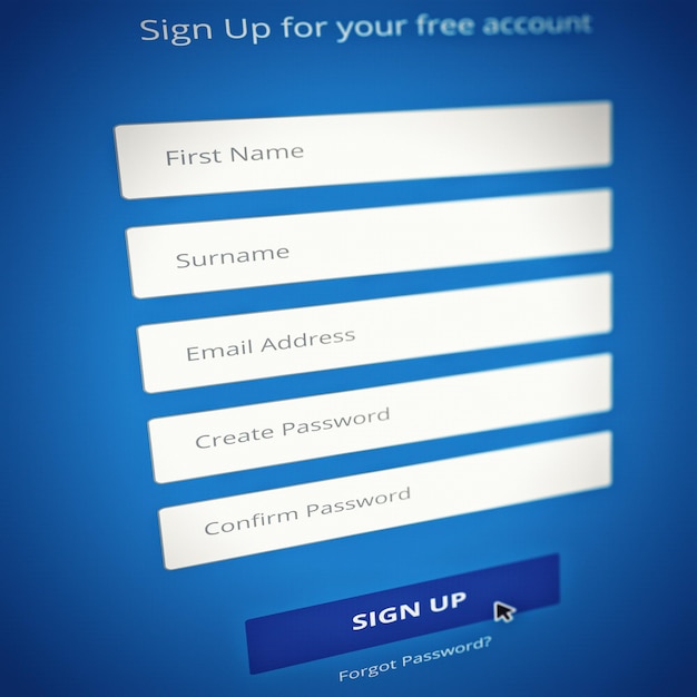 website sign up and call to action on internet subscription and account membership for customer retention closeup registration or button for seo or contact details or information for ecommerce