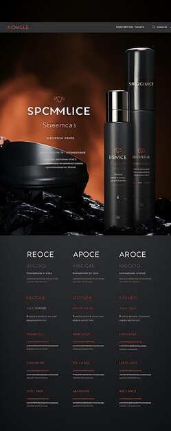 Photo website of upscale mens grooming products shop charcoal gray and silver layout design concept idea