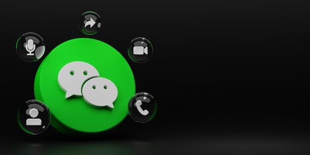 Wechat3Dレンダリングアプリケーションのロゴの背景Wechatソーシャルメディアプラットフォーム