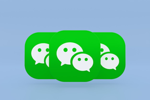 Foto wechat applicatie logo 3d-rendering op blauwe achtergrond