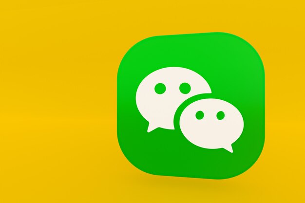 Wechat applicatie logo 3D-rendering op gele achtergrond