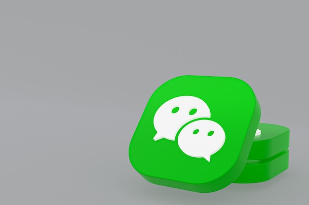 Wechat applicatie logo 3D-rendering op grijze achtergrond